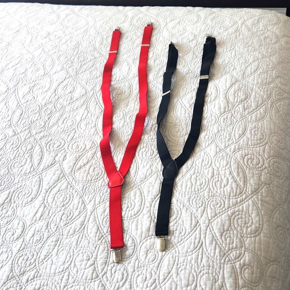 Red and Black Suspenders (set of 2)
